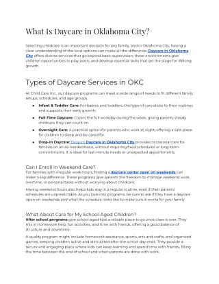 E - What Is Daycare in Oklahoma City