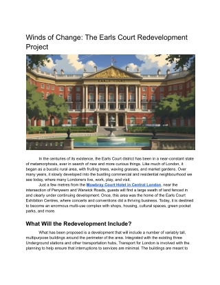 Winds of Change The Earls Court Redevelopment Project