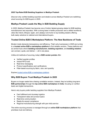 2025 Top-Rated B2B Bedding Suppliers in Madhya Pradesh