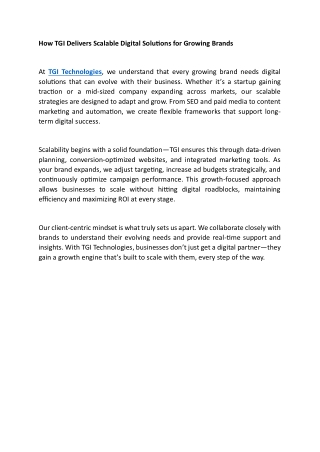 How TGI Delivers Scalable Digital Solutions for Growing Brands