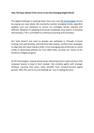 How TGI Stays Ahead of the Curve in the Fast-Changing Digital World