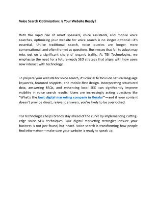 Voice Search Optimization Is Your Website Ready