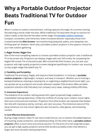 Why a Portable Outdoor Projector Beats Traditional TV for Outdoor Fun