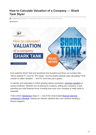valugenius.in-How to Calculate Valuation of a Company  Shark Tank Style