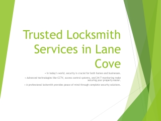 Trusted Locksmith Services in Lane Cove