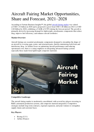 Aircraft Fairing Market Size