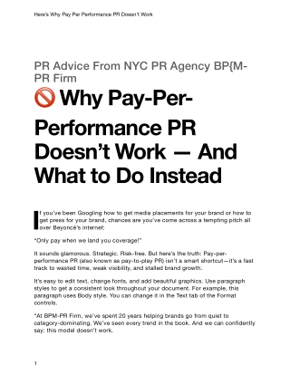 Think Performance-Based PR Works? Think Again