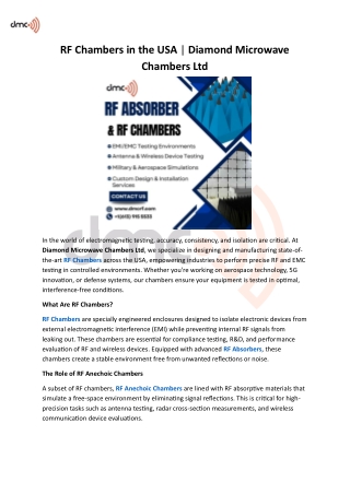 RF Chambers in the USA | Diamond Microwave Chambers Ltd