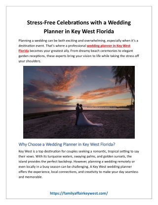 Stress-Free Celebrations with a Wedding Planner in Key West Florida