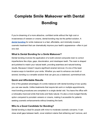 Complete Smile Makeover with Dental Bonding