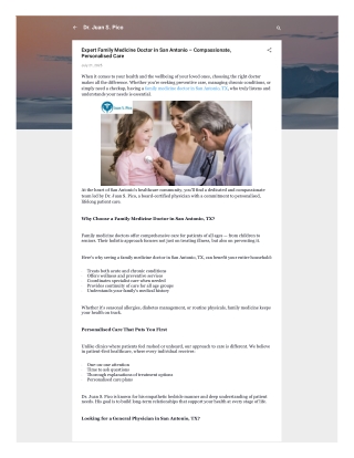 Expert Family Medicine Doctor in San Antonio – Compassionate, Personalised Care