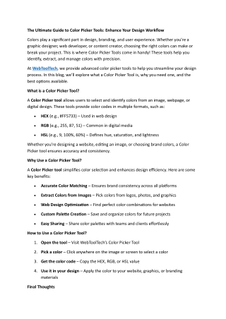 The Ultimate Guide to Color Picker Tools: Enhance Your Design Workflow