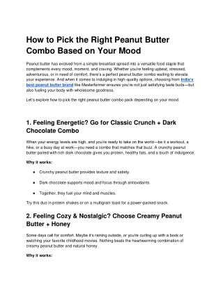 How to Pick the Right Peanut Butter Combo Based on Your Mood