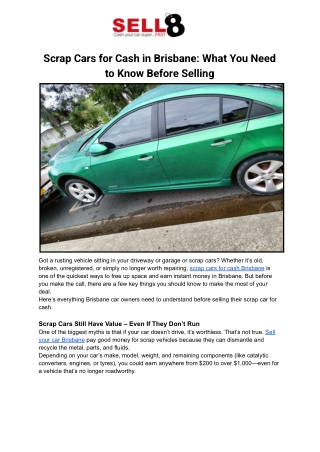 Scrap Cars for Cash in Brisbane_ What You Need to Know Before Selling