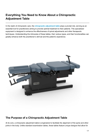 Everything You Need to Know About a Chiropractic Adjustment Table
