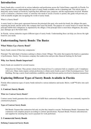Exploring Different Types of Surety Bonds Available in Florida