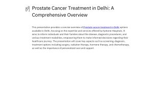 Advanced Prostate Cancer Treatment in Delhi  Epitome Hospital