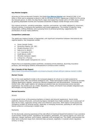 Eye Makeup Market Dynamics, Key Trends, Strategic Outlook, 2032