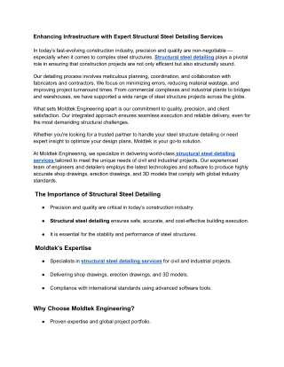 Enhancing Infrastructure with Expert Structural Steel Detailing Services