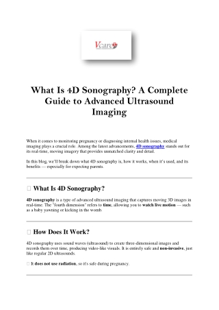 4D Sonography: Real-Time Imaging for Pregnancy & Beyond