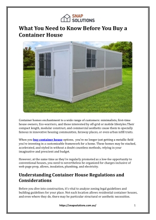 What You Need to Know Before You Buy a Container House