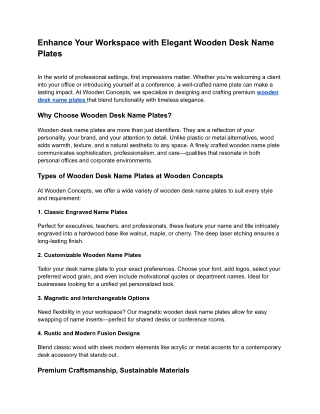 Enhance Your Workspace with Elegant Wooden Desk Name Plates