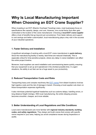 EOT Crane Manufacturers in Chennai - Eot Crane Manufacturers