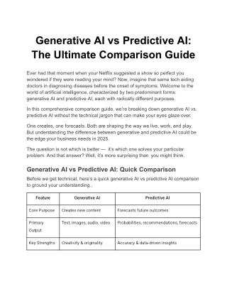 Generative AI vs Predictive AI- The Ultimate Comparison Guide