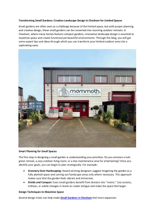 Transforming Small Gardens Creative Landscape Design in Chesham for Limited Spaces