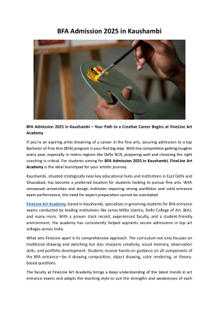 BFA Admission 2025 in Kaushambi