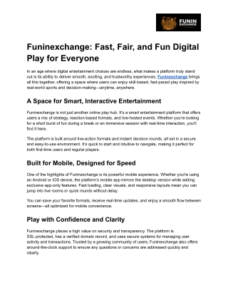 Funinexchange – Real-Time Digital Play with Mobile-First Convenience