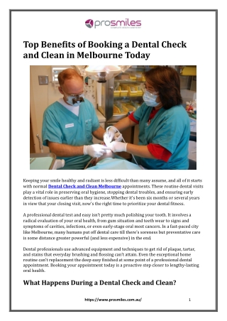 Top Benefits of Booking a Dental Check and Clean in Melbourne Today