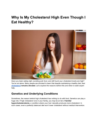 Why Is My Cholesterol High Even Though I Eat Healthy?