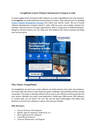 YoungMinds Custom Software Development Company in India