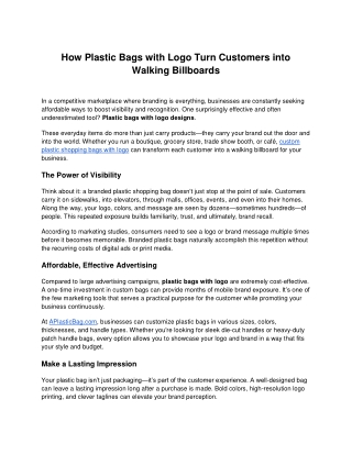 How Plastic Bags with Logo Turn Customers into Walking Billboards