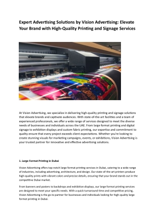 Large Format Printing in Dubai-Vision Advertising