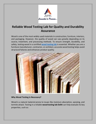 Reliable Wood Testing Lab for Quality and Durability Assurance