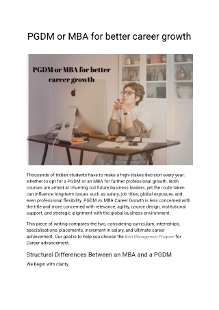 PGDM or MBA for better career growth