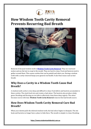 How Wisdom Tooth Cavity Removal Prevents Recurring Bad Breath