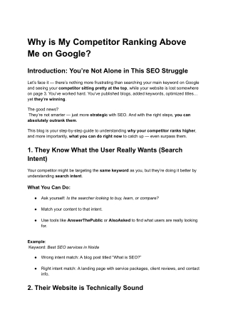 Why is My Competitor Ranking Above Me on Google?