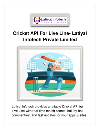 Cricket API For Live Line- Latiyal Infotech Private Limited
