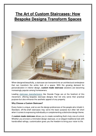 The Art of Custom Staircases: How Bespoke Designs Transform Spaces