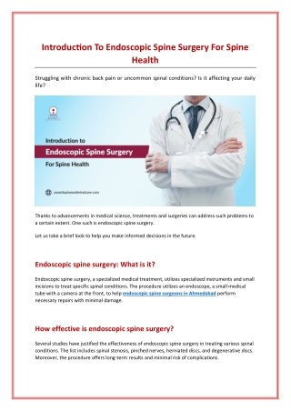 How Does Endoscopic Spine Surgery Affect Spine Health?