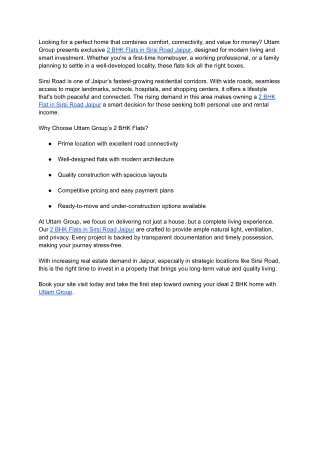 2 BHK Flats in Sirsi Road Jaipur | Premium Apartments by Uttam Group