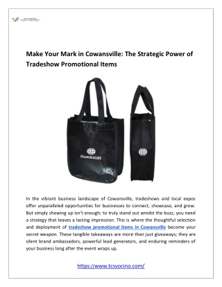 Make Your Mark in Cowansville The Strategic Power of Tradeshow Promotional Items