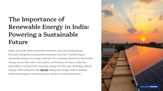 The Importance of Renewable Energy in India: Powering a Sustainable Future