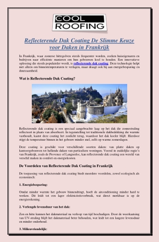 Reflecterende Dak Coating De Slimme Keuze voor Daken in Frankrijk