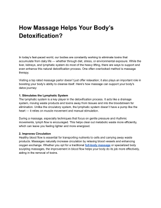 Can Massage Really Help Your Body Detox?