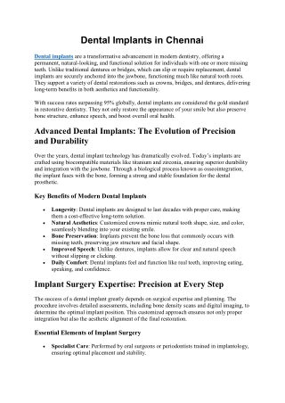 Dental Implants in Chennai