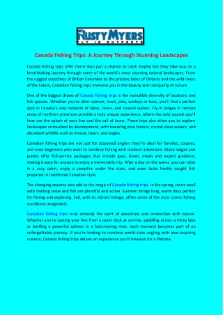 Canada Fishing Trips A Journey Through Stunning Landscapes